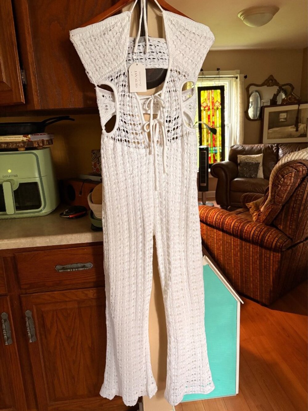 NWT Outcast Exclusives Mako Crochet Cutout Jumpsuit White M